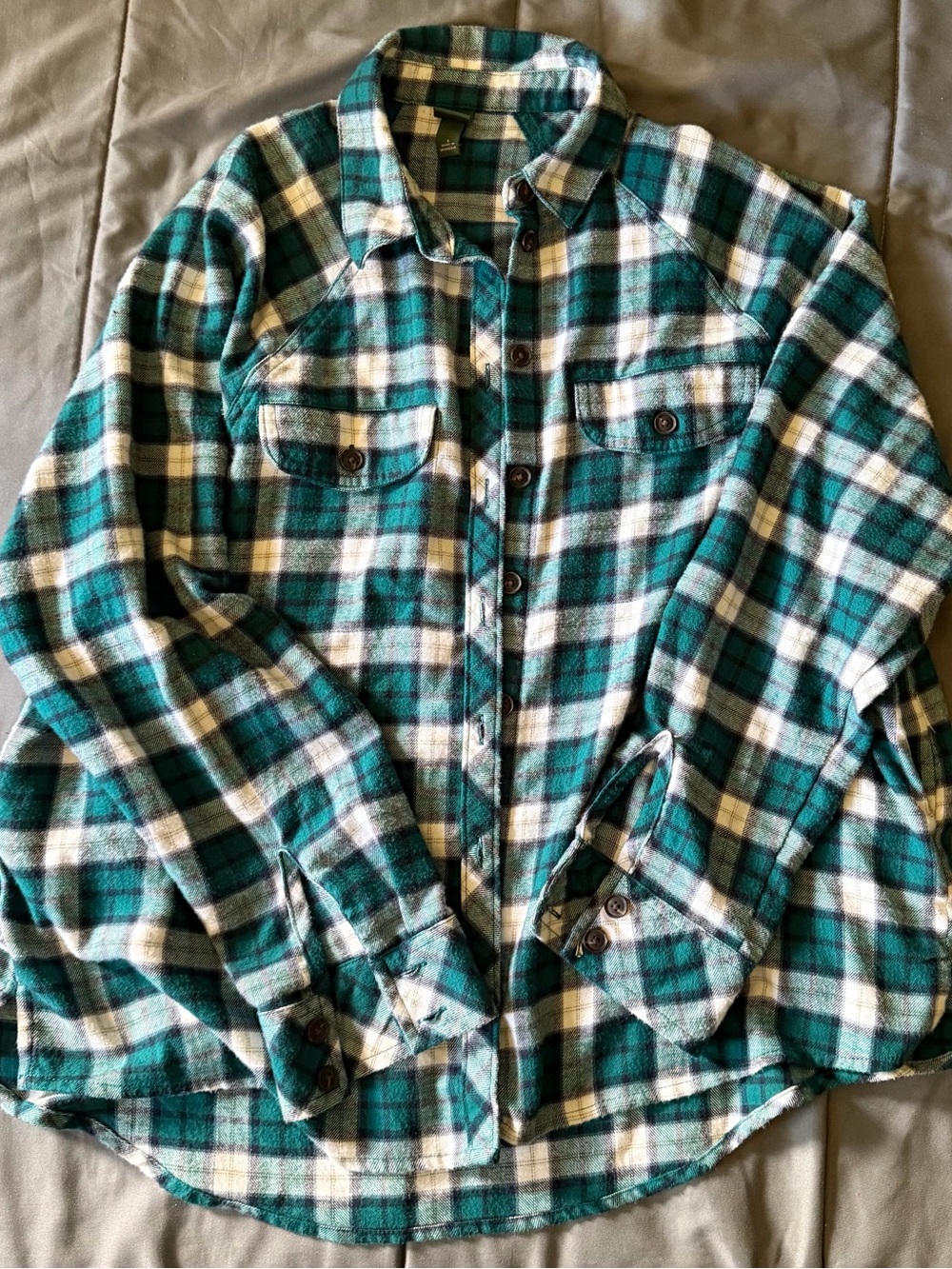 wild fable Teal and Cream Plaid Utility Sweatee